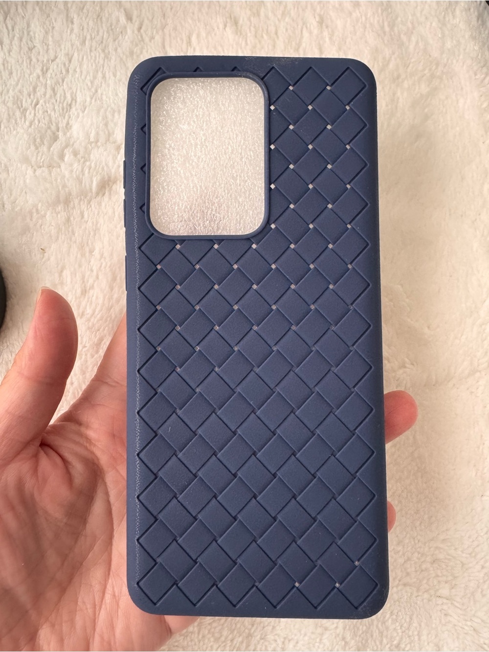 Navy Blue Woven Pattern Silicone Phone Case